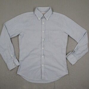 Epaulet New England Mens Medium Blue White Seersucker Stripe Button Down Shirt
